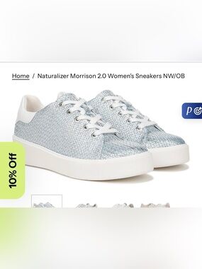 Naturalizer Silver Metallic Lace-Up Sneakers